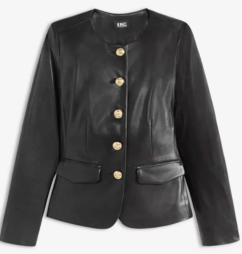 Parisian ottoman faux leather jacket