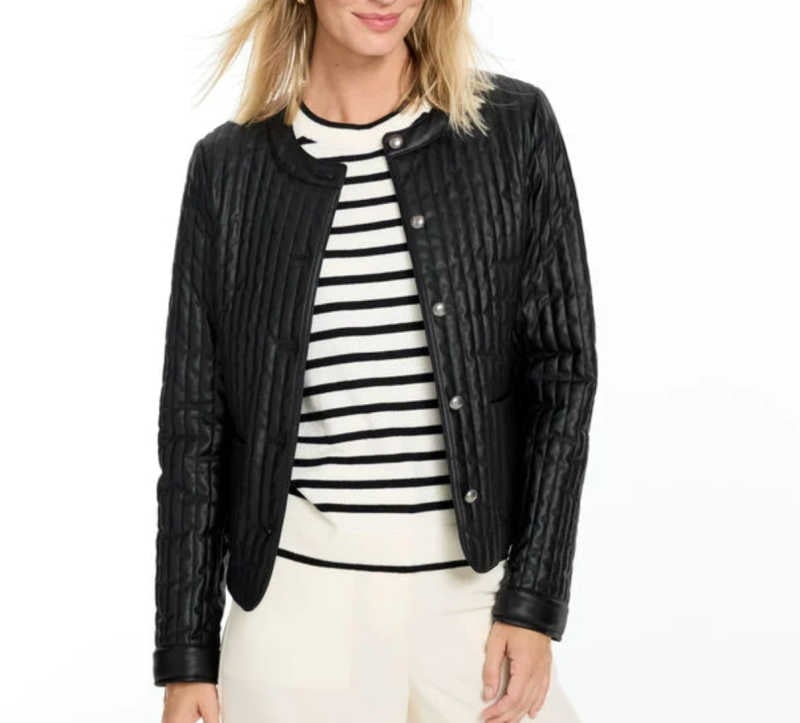 Quilted black faux leather jacket