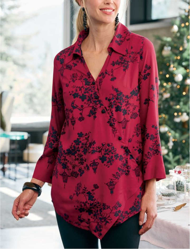 red asymmetric tunic