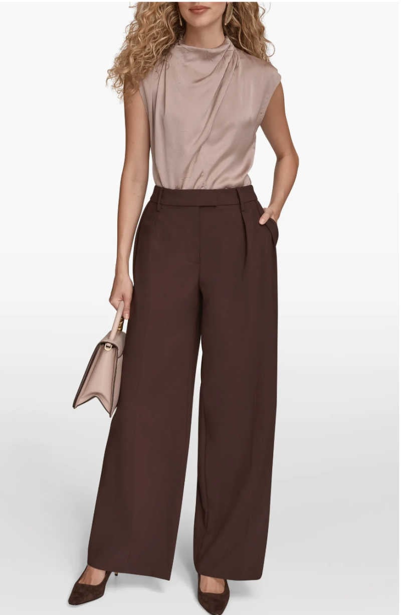 What to wear to a graduation - moms -wide leg dress pants silky top.