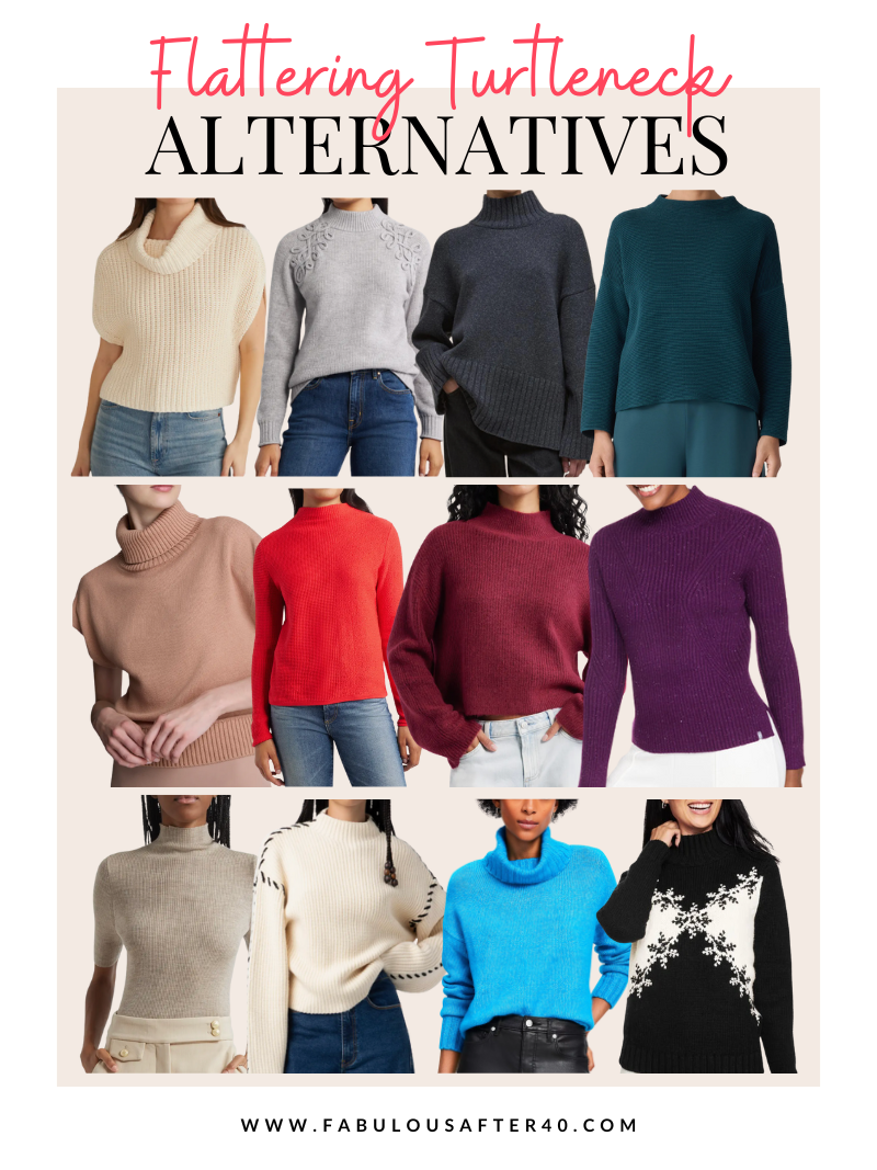 BEST SWEATER NECKLINES FOR WOMEN OVER 40 TURTLENECK ALTERNATIVES