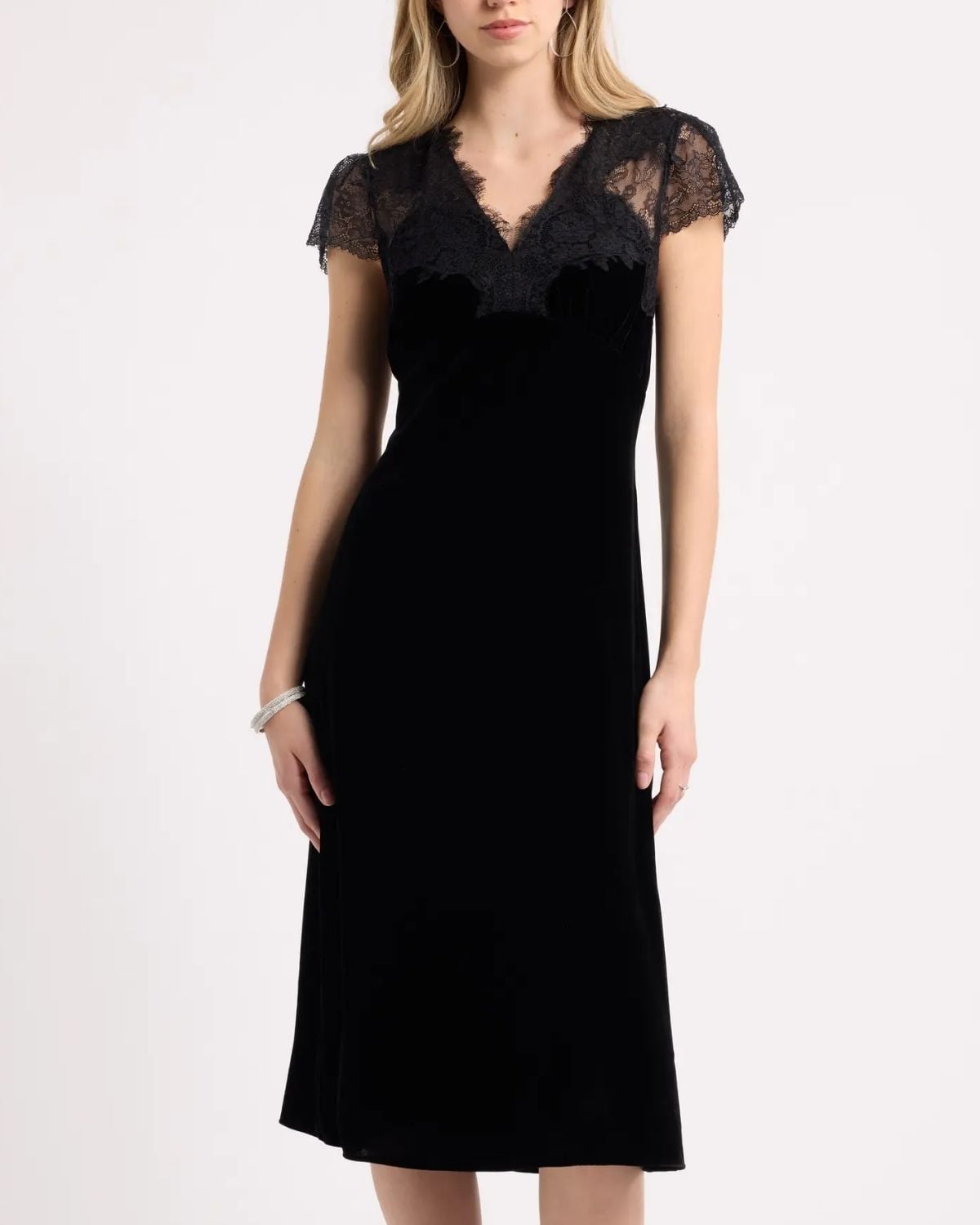 Velvet and Lace Midi Dress