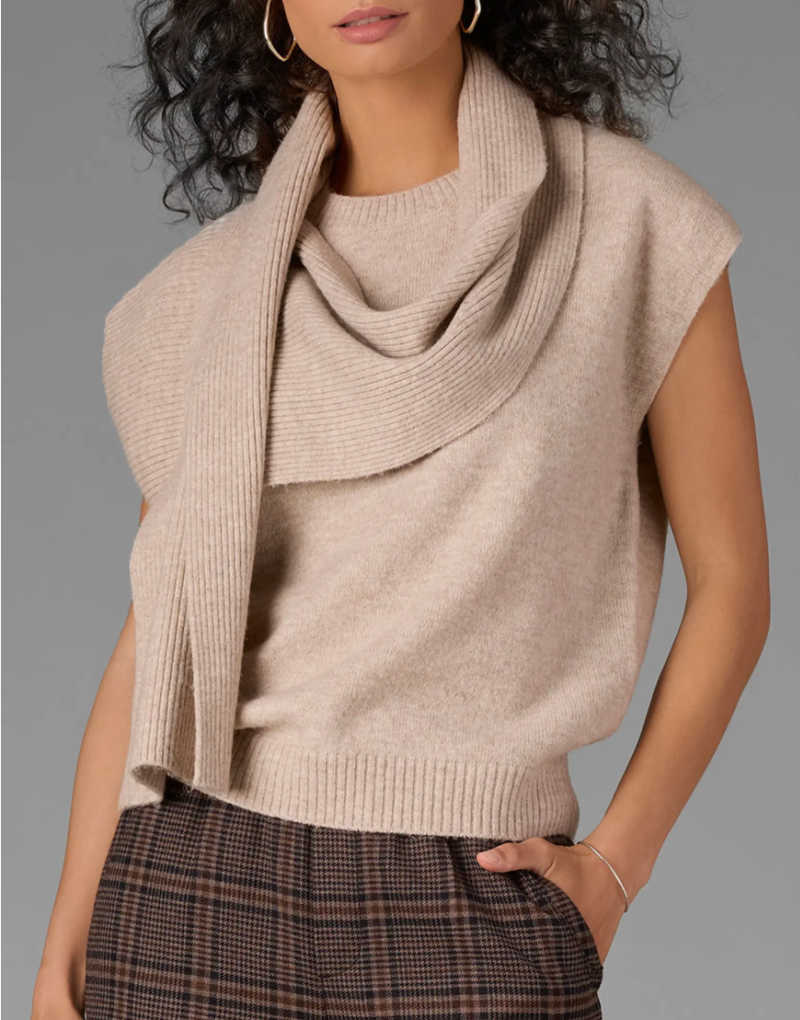 SCARF NECK SWEATER