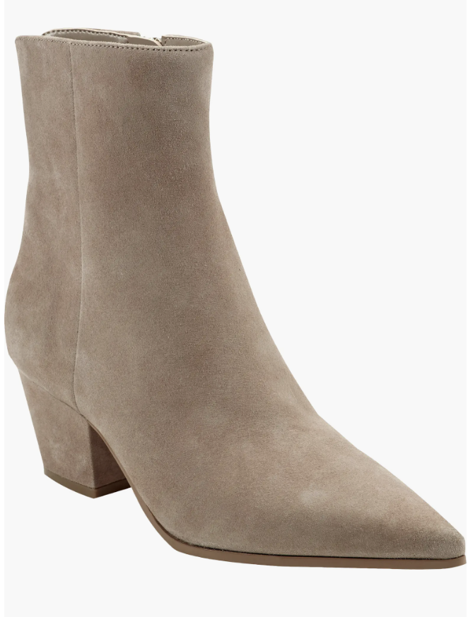tan pointed toe bootie