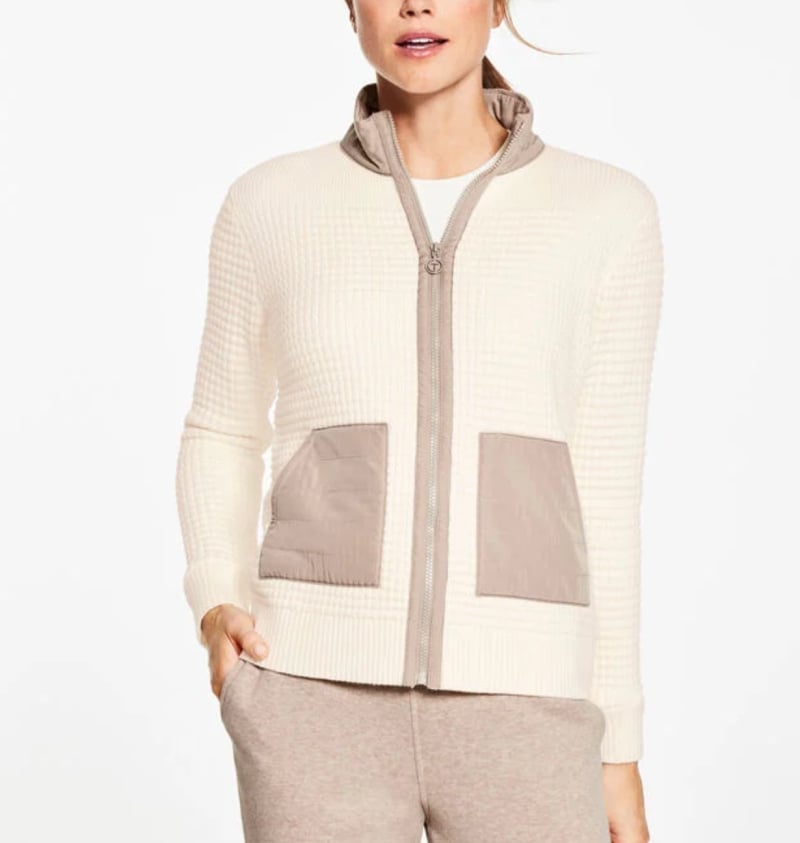 cream and taupe sweater jacket