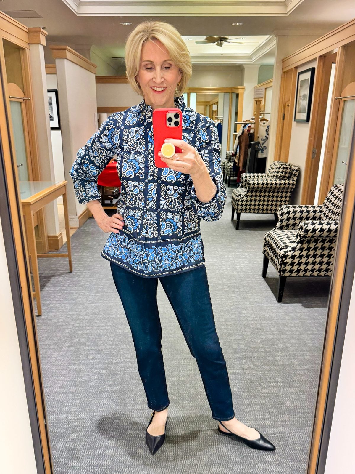 ankle slim jeans with long tunic top