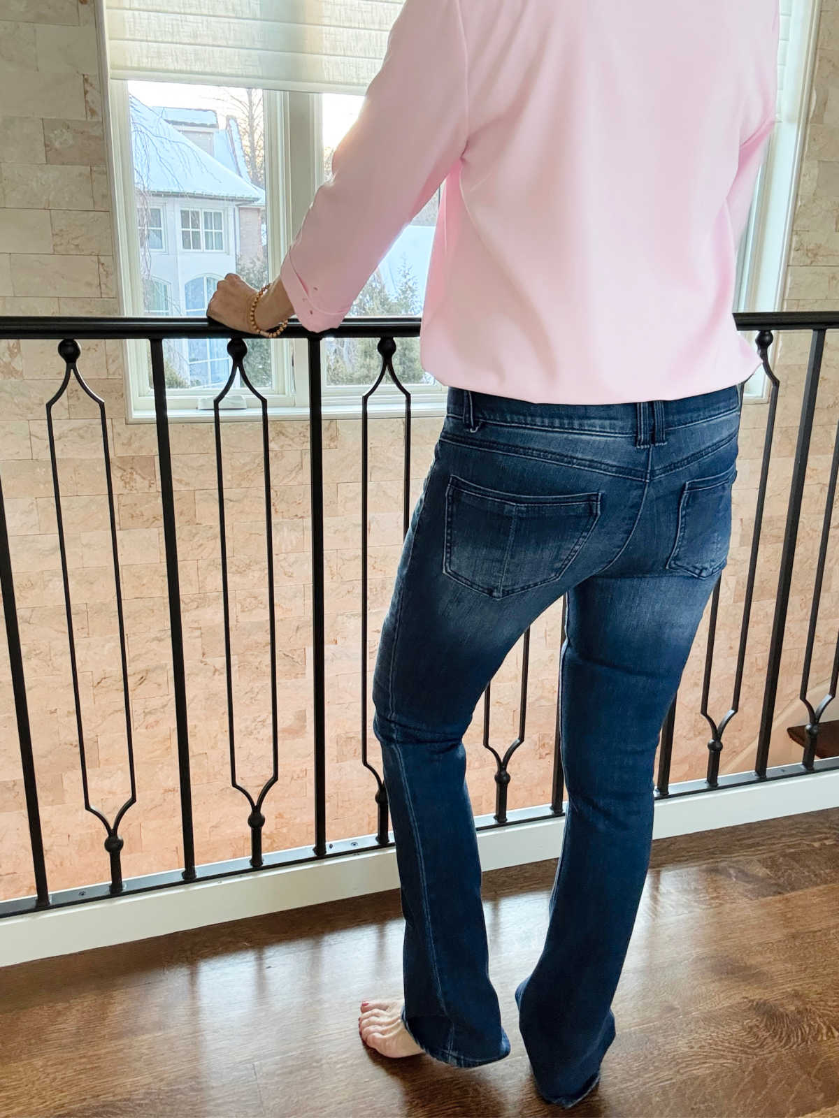 low rise faded jeans