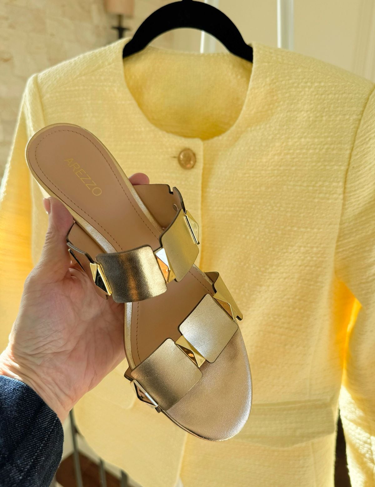 Classy gold sandals for women over 40