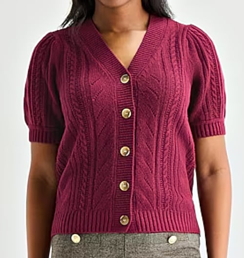 V Neck Short Sleeve Button Cardigan