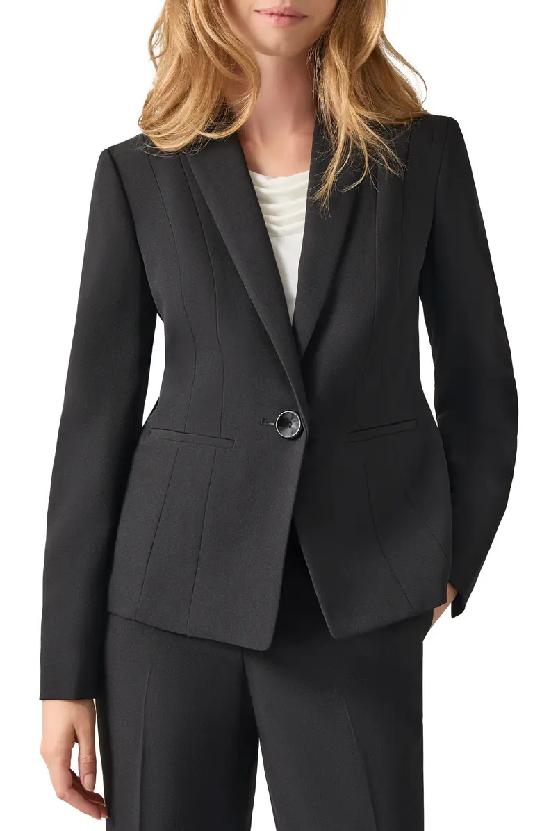 Kasper Stretch Crepe One-Button Blazer