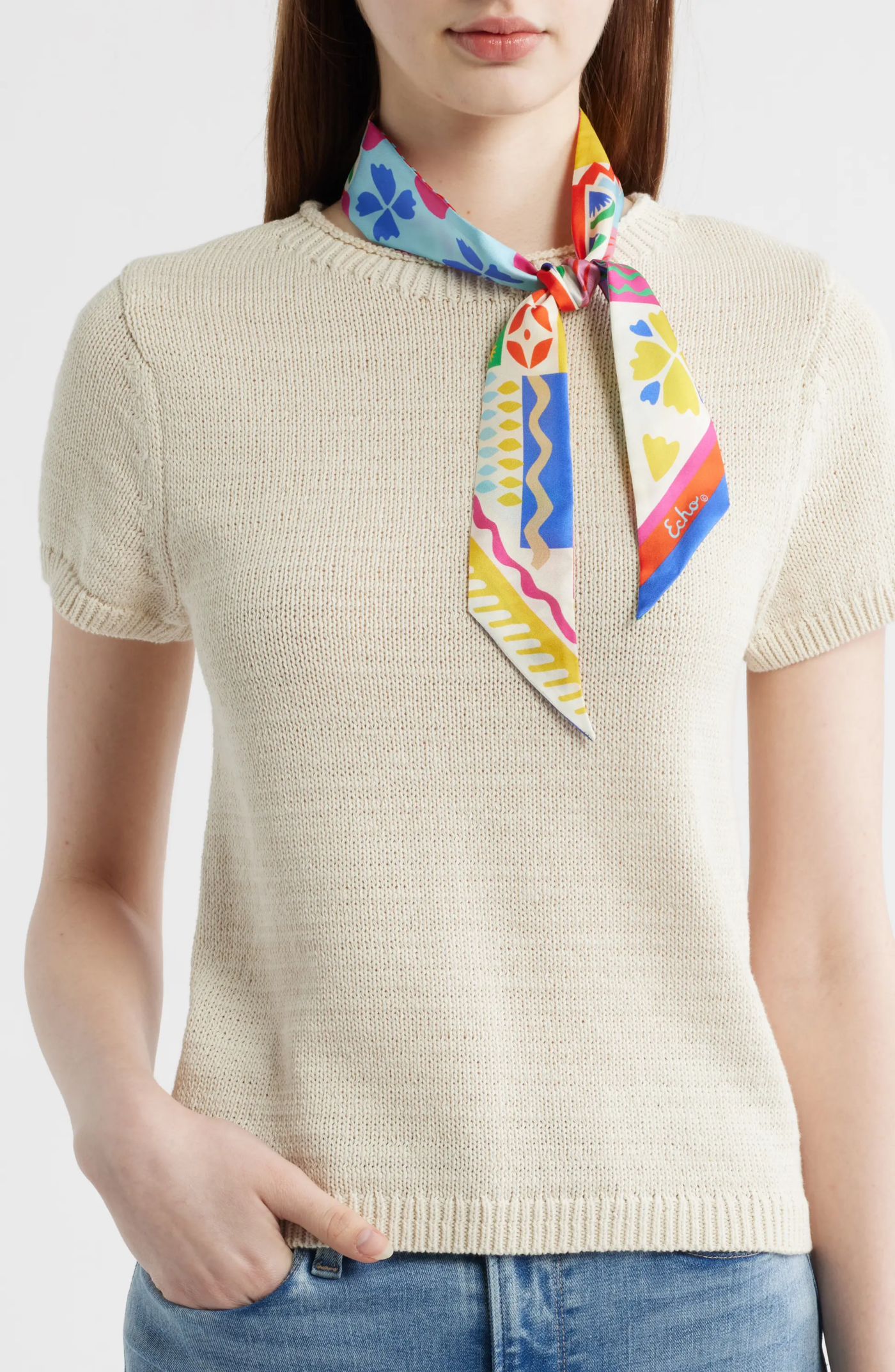Coastal Collage Silk Ribbon Scarf