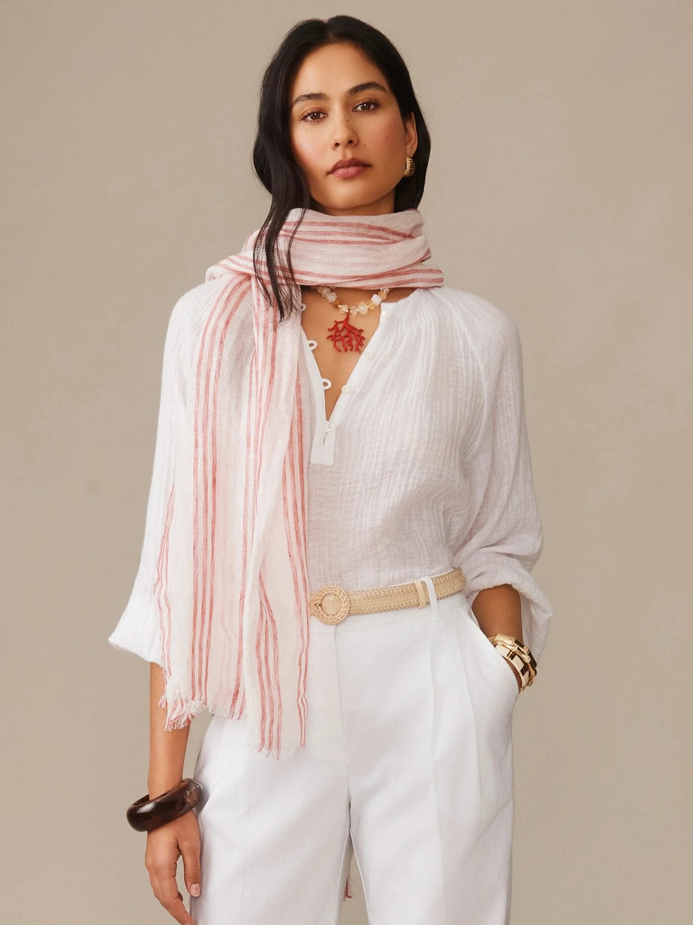 Tessa Linen Scarf in Stripe