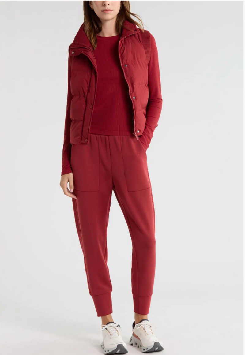 zella workout top, pants, vest