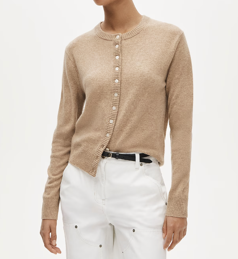 tan cashmere cardigan
