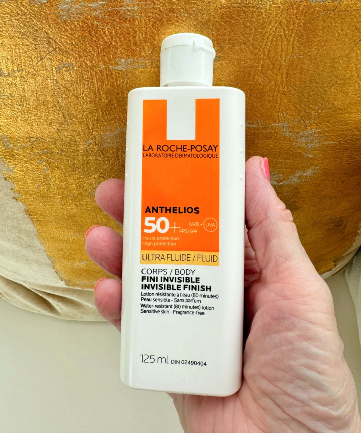 La Roche-Posay Anthelios SPF 50+ Invisible Finish Body Sunscreen recommended by Deborah Boland for sensitive skin and daily sun protection