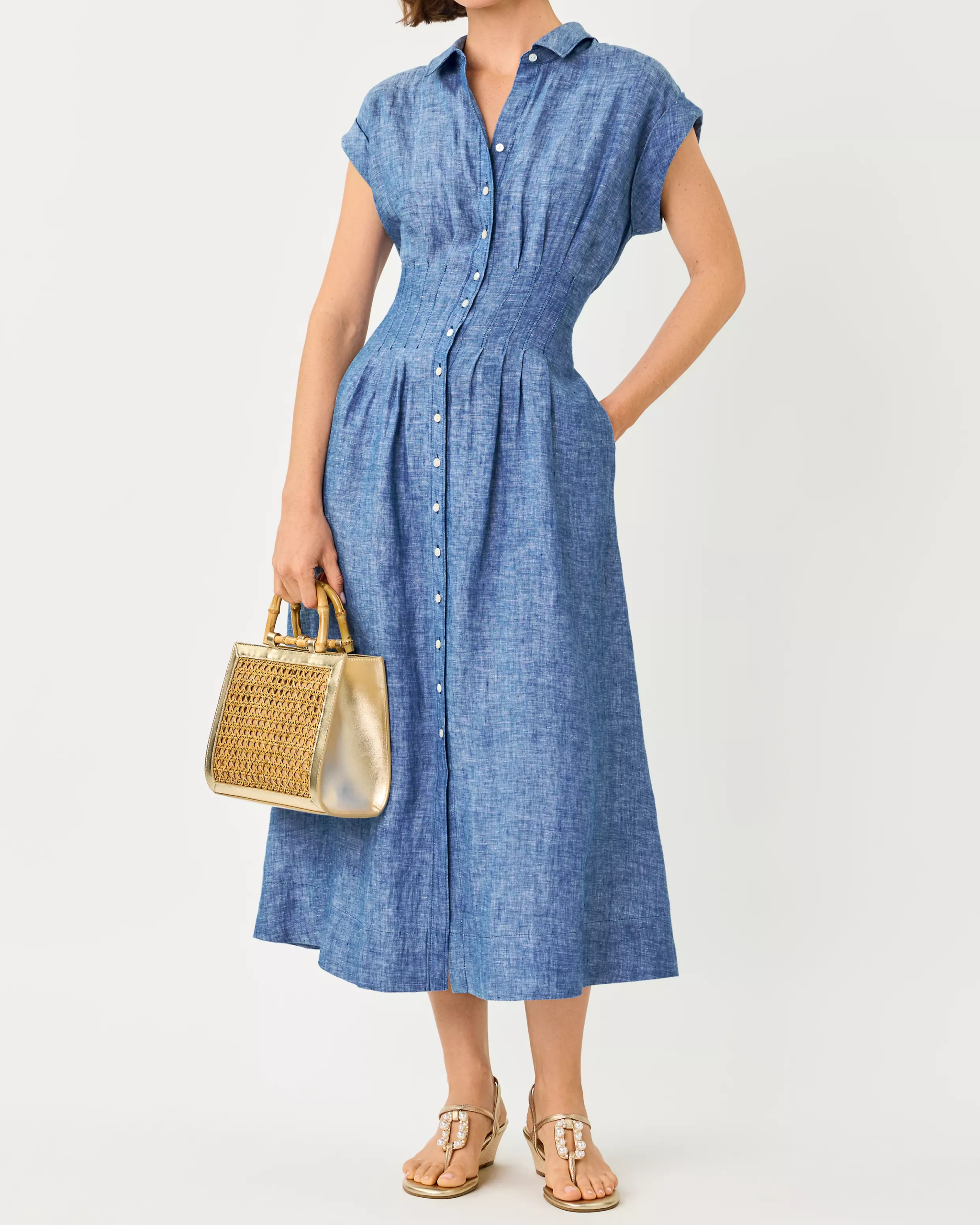 Tonya Linen Midi Shirtdress
