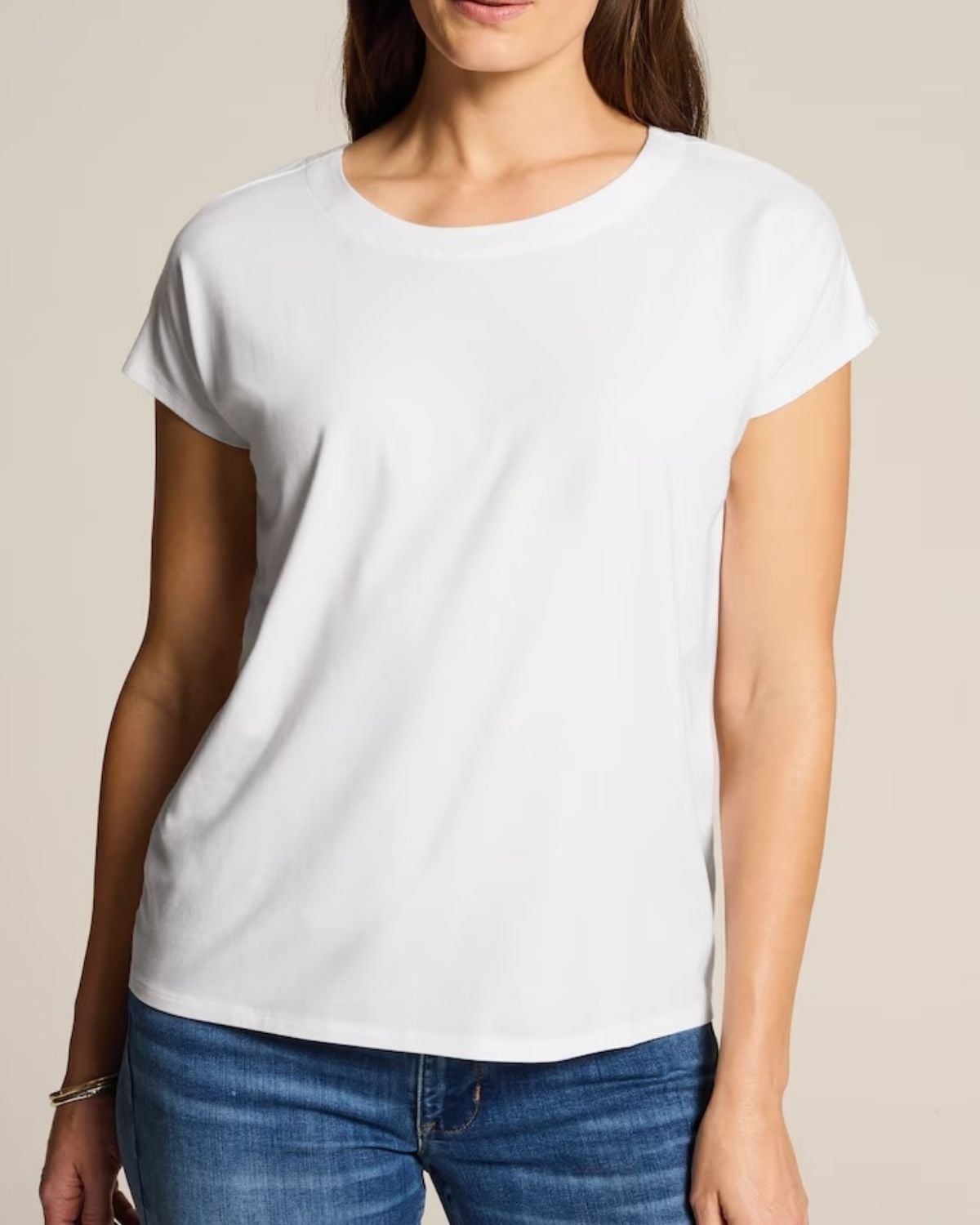 J.Jill Luxe Supima white T-shirt for women with a classic crewneck