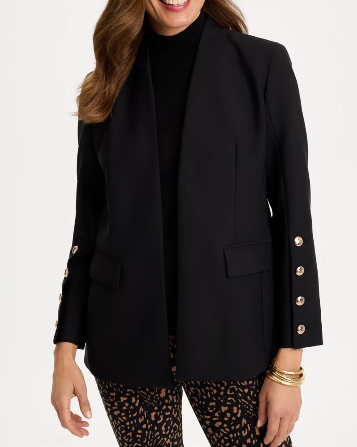Soft-Stretch Button Detail Blazer