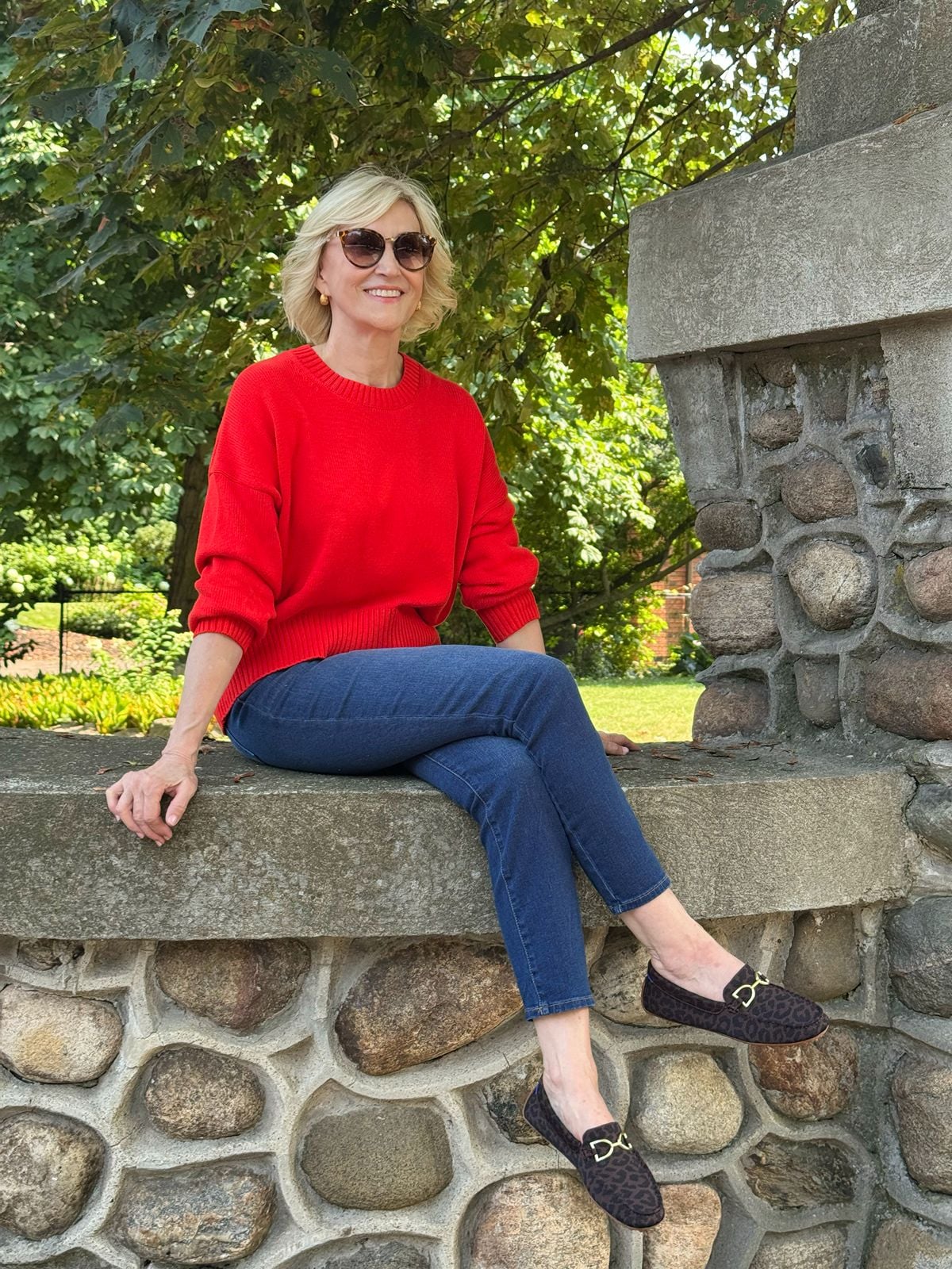 Talbots Kimbrough Slim Ankle Jeans, quince red boyfreind sweater