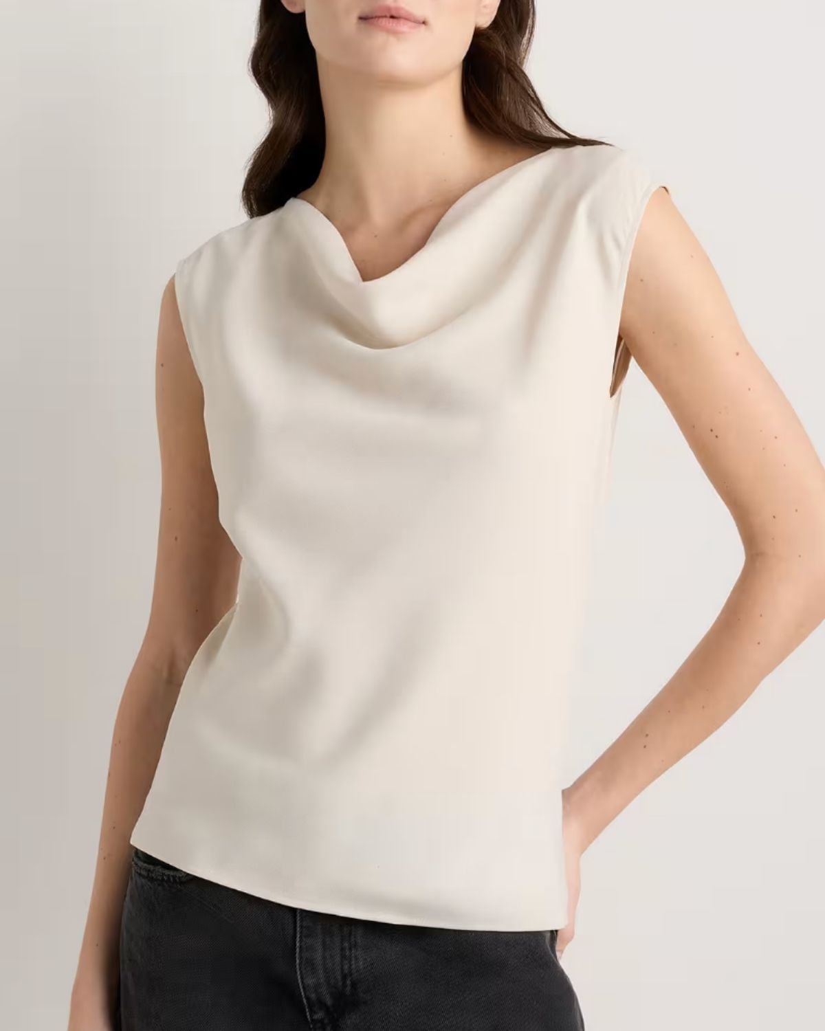 Draped Matte Cowl Neck Tank