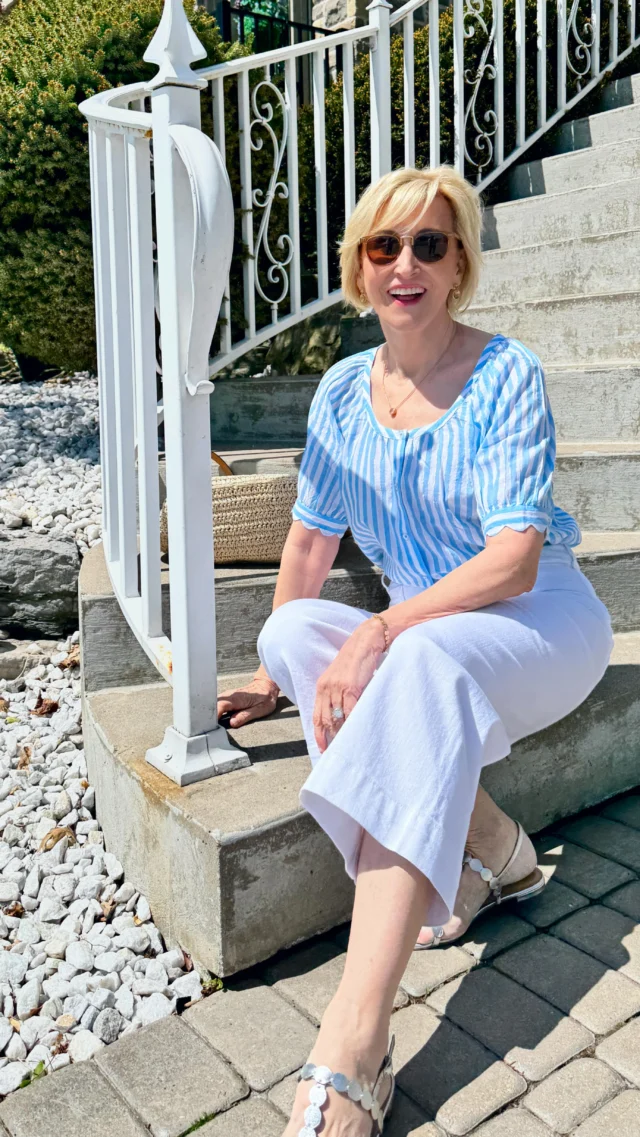 🩷Like this post and comment SHOP below to receive a DM with the link to shop this post on my LTK ⬇https://liketk.it/5h6RA

Soft puff sleeves, crisp white pants, and that effortlessly put-together feeling 💙🤍
This blue-and-white combo is summer style at its finest—fresh, flattering, and full of timeless charm. ☀️

The puff sleeve adds a hint of romance, while the white cropped pants keep it clean and classic.
🤍💫

#AgelessStyle #Over50AndFabulous #SummerStyle #PuffSleevePerfection #ClassicWithATwist #BlueAndWhiteLook #EffortlessElegance #WhiteDenimStyle #ModernMatureStyle