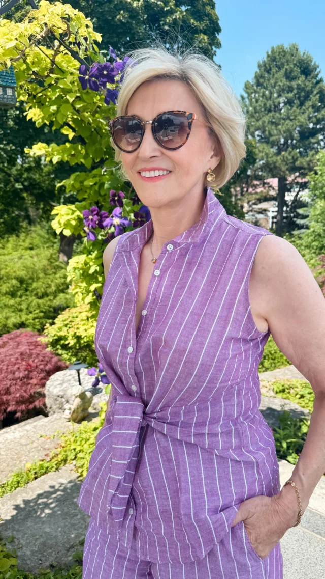 🩷Like this post and comment SHOP below to receive a DM with the link to shop this post on my LTK ⬇https://liketk.it/5j2Wy

Easy, breezy, and effortlessly chic 🌿 This lightweight linen set -complete with Riviera stripes and a flattering tie-front top—was made for warm days and relaxed elegance. ☀️🤗

The matching pull-on pants keep it polished yet comfortable, perfect for summer style over 50. Linen love, but make it elevated. This look is from @talbotsofficial 💜

#Over50Style #LinenLooks #EffortlessElegance #ChicAtAnyAge #SummerSetStyle #over50andfabulous #over50style #over50women