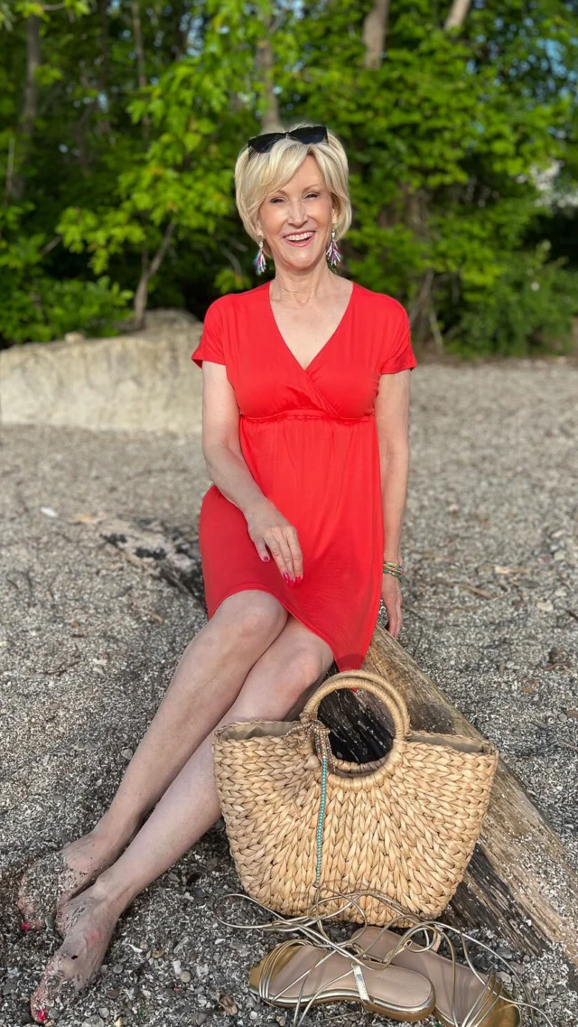 🩷Like this post and comment SHOP below to receive a DM with the link to shop this post on my LTK ⬇https://liketk.it/5kHeH

Sunkissed ☀️and carefree in this easy red stretch summer dress from @amazonfashion — paired with my favorite woven handbag and strappy gold sandals for that effortless beach-to-brunch vibe ☀️🏖️👜✨
Barefoot for now, but ready to slip into something chic when the sun sets!💃🏼

#RedDressVibes #SummerStyle #Over50Fashion #BeachDayLook #WovenBag #GoldSandals #CoastalChic #EffortlessElegance #amazonfashionfinds #amazonfashion #ad