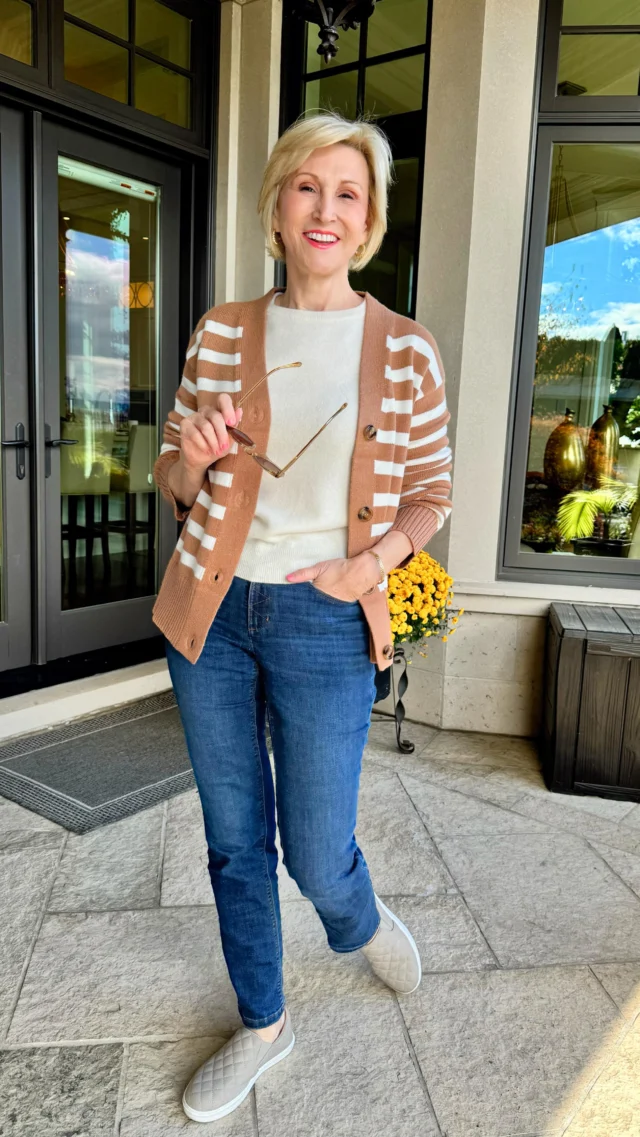 🩷Like this post and comment SHOP below to receive a DM with the link to shop this post on my LTK ⬇https://liketk.it/5n8H2

Effortless, cozy, and chic 🍂✨ 
This @amazonfashion look is everything we love about fall style😍—warm neutrals, easy layers, and pieces that feel as good as they look. 

A striped cardigan paired with classic denim and slip-ons makes the perfect outfit for crisp mornings ☀️coffee runs ☕️and cozy afternoons🔥

Simple, timeless, and ready for whatever the season brings. 🤗🍁

#AmazonFashion #FallStyle #CozyChic #amazonfashionfinds #ad #over50andfabulous  #over50women