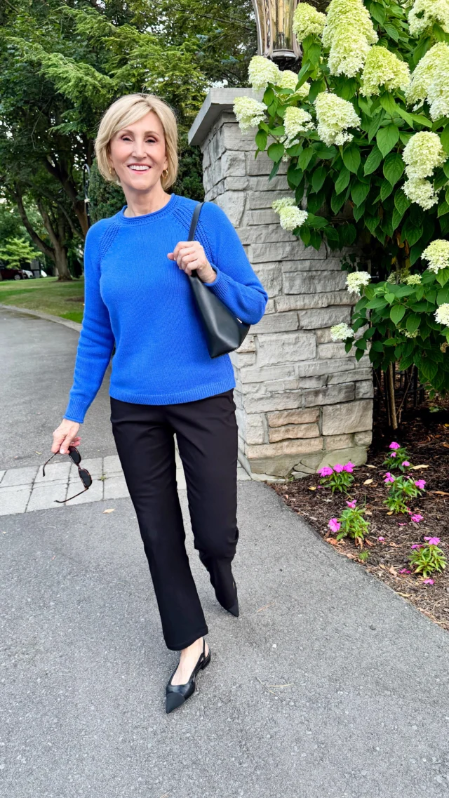🩷Like this post and comment SHOP below to receive a DM with the link to shop this post on my LTK ⬇https://liketk.it/5o5iJ

Effortless style starts with the classics ✨ This @nordstrom look is all about timeless staples done right — sleek black pants, a chic pop of cobalt blue, and elegant pointed slingbacks. It’s the perfect mix of polish and ease, whether you’re heading to lunch, running errands, or simply enjoying a stroll. When in doubt, keep it simple, chic, and oh-so-elegant. 💙🖤 

#NordstromStyle #EverydayChic #EffortlessElegance #over50style #over50andfabulous #influencerover50 #nordstromfinds