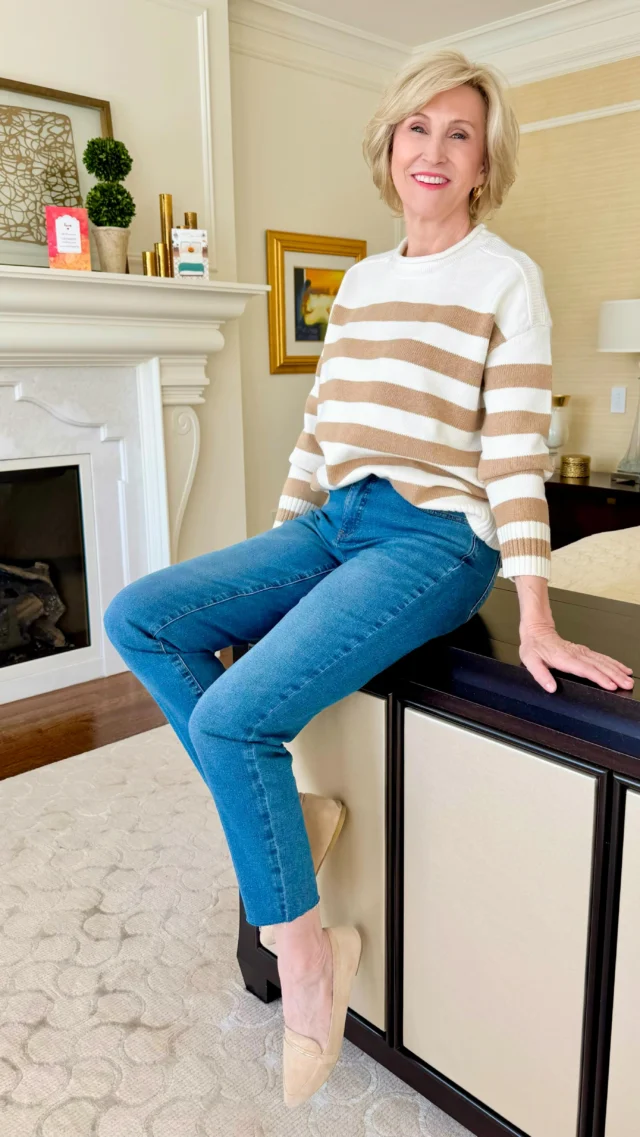 🩷Like this post and comment SHOP below to receive a DM with the link to shop this post on my LTK ⬇
https://liketk.it/5OYsd

This is my kind of everyday style. 🤍 A soft striped sweater and easy, flattering denim from @talbotsofficial — simple, comfortable, and pulled together without trying too hard. Proof that casual can still feel chic at any age.

#talbotsofficial #stripedsweater #over50style #over50andfabulous #over50fashion