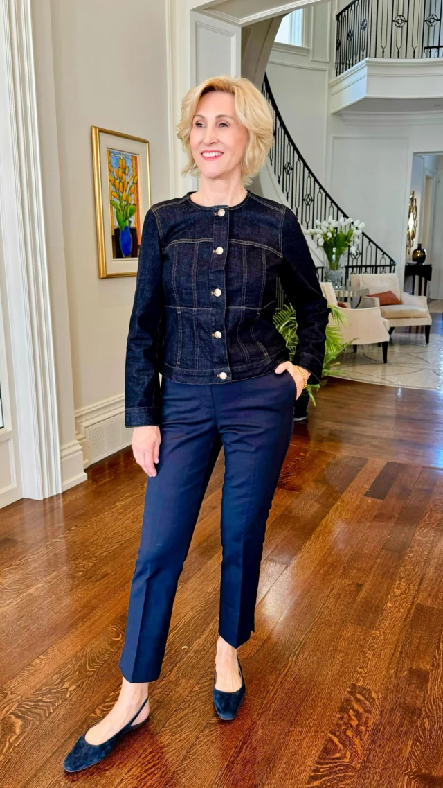 I didn’t know I needed a collarless denim jacket until this one came along from @jjillstyle 🤍 It’s structured but still so easy to wear, and it instantly pulls everything together. Paired it with classic ankle pants and my go-to flats for that polished-but-comfy feel I’m always chasing.

This is one of those outfits that works for everything—errands, lunch, meetings… you name it. Effortless, timeless, and just a little bit elevated ✨

🩷Like this post and comment SHOP below to receive a DM with the link to shop this post on my LTK ⬇
https://liketk.it/62vke

#ad #jjillstyle #over50style #over50women #over50andfabulous
