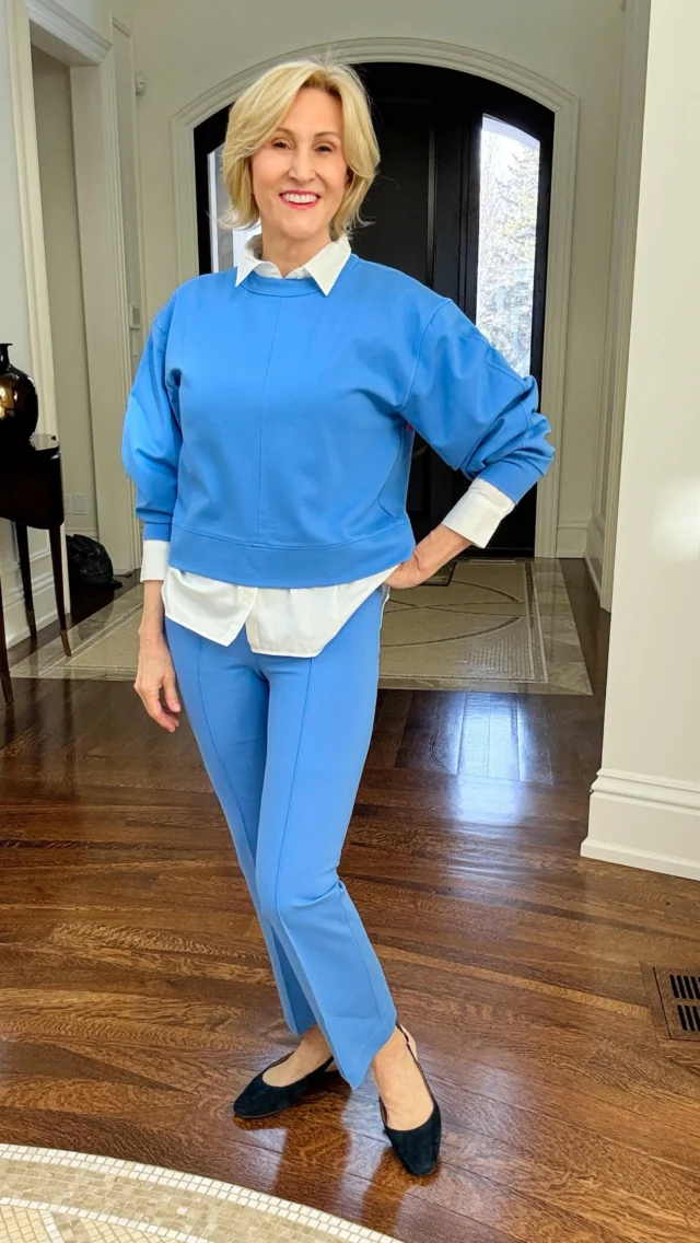 Layering season is officially my favorite 💙 There’s just something about a classic collared shirt peeking out under a cozy crewneck that makes me feel instantly put together (even on the busiest days).

I paired this blue-on-blue moment with my go-to @spanx Bootyboost pants — equal parts comfy and polished — and finished it off with simple ballet flats for that effortless, everyday vibe.

It’s one of those outfits that works for everything… coffee runs, school drop-offs, or sneaking in a quick meeting.

🩷Like this post and comment SHOP below to receive a DM with the link to shop this post on my LTK ⬇
https://liketk.it/61Oxm

#spanxpartner #spanx #over50style #over50andfabulous #over50women