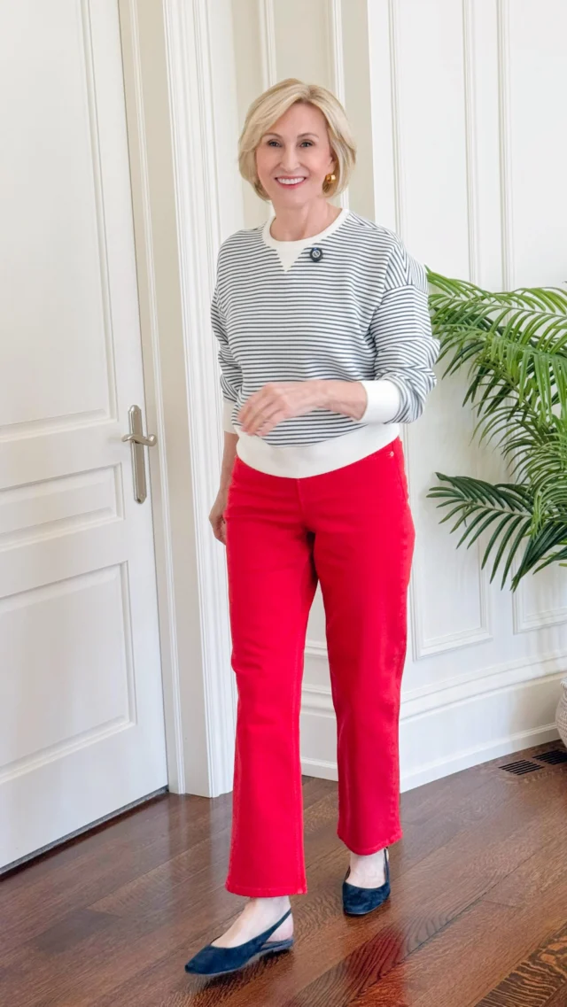 Feeling a little coastal today in the best way ⚓️🤍

This sailor stripe top from @spanx is giving all the timeless nautical vibes, and I’m loving it paired with their Authentic 360 90s straight leg jeans in red — such a fun pop of colour while still feeling effortlessly polished. Finished it off with suede ballet flats for that soft, laid-back touch I always reach for.😘

Classic, comfy, and just a little bit seaside chic… even if I’m nowhere near the ocean 🌊✨

🩷Like this post and comment SHOP below to receive a DM with the link to shop this post on my LTK ⬇
https://liketk.it/63rHN

#spanxpartner #over50style #over50andfabulous #over50women