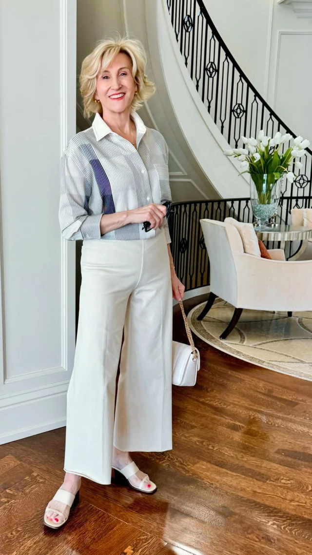 Sometimes the simplest outfits feel the most elegant 🤍
A crisp shirt, easy wide-leg pants, and soft neutral tones create that effortless look I always reach for when I want to feel polished but still completely comfortable.

It’s one of those outfits that works whether you’re heading out, hosting at home, or just enjoying a slower day—and isn’t that the kind of versatility we all love?🥰 
@lyssenewyork 

#lyssenewyork #over50style #over50andfabulous #over50women #over50fashion
