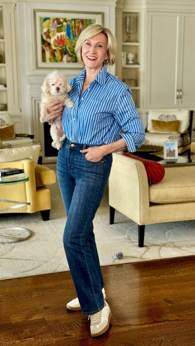 This outfit just feels like an easy yes 🤍

A classic sailor stripe collared shirt, my go-to denim jeans, and retro sneakers… topped off with a utility jacket for that extra layer (and a little bit of structure). It’s one of those looks that’s casual but still pulled together—perfect for everyday life.

I love how the stripes keep it timeless, while the sneakers and jacket make it feel current and relaxed ✨

Definitely a repeat-on-rotation kind of outfit.
@talbotsofficial 

🩷Like this post and comment SHOP below to receive a DM with the link to shop this post on my LTK ⬇
https://liketk.it/63FqH

#talbots #talbotsofficial #over50style #over50andfabulous #over50women