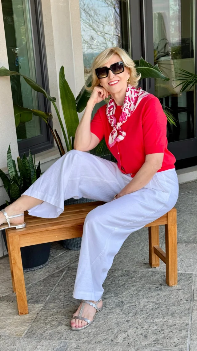 I’ve always believed some of the best outfits are the simple ones with a little personality, and this look feels exactly like that to me. A bright red sweater, crisp white linen pants, and a pretty pink floral scarf somehow feel classic, fresh, and cheerful all at once.

I know many women over 50 worry about wearing bold color because they think it might feel “too much,” but my best style trick is wearing color near your face as it brightens it up and gives you a more youthful look.🤗
@anntaylor 

🛍️Comment SHOP below to receive a DM with the link to this post on my LTK ⬇ https://liketk.it/6eeYb

#anntaylor #over50style #over50andfabulous #over50women #over50fashion