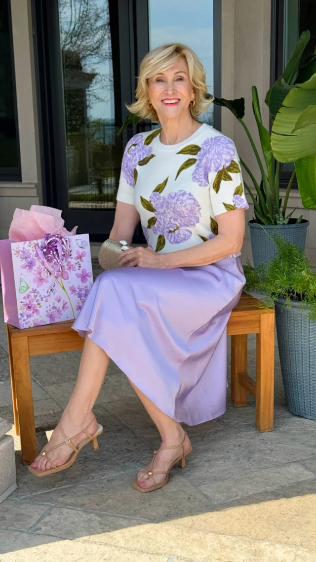 I’ve always loved lavender, but sometimes wearing soft pastel shades can feel a little tricky—especially when you want to look polished and not washed out. That’s why I’m smitten with this pairing: a silky lavender skirt teamed with a purple floral short-sleeve knit. The mix of textures gives it a little extra sophistication, while the floral print keeps it feminine and fresh.

One thing I’ve learned over the years is that matching tones don’t have to be boring. In fact, wearing similar shades from head to toe can create a beautifully elongated, elegant look. The secret is mixing fabrics and patterns to add interest.

Deb’s style takeaway: When you find a color you love, don’t be afraid to wear it in layers and varying shades. It creates a chic, pulled-together outfit that feels effortlessly stylish. 💜
My whole look is from @macys 

🛍️Comment SHOP below to receive a DM with the link to this post on my LTK ⬇ https://liketk.it/6eTAY

#macys #macysstylecrew #over50style #over50andfabulous #over50fashion