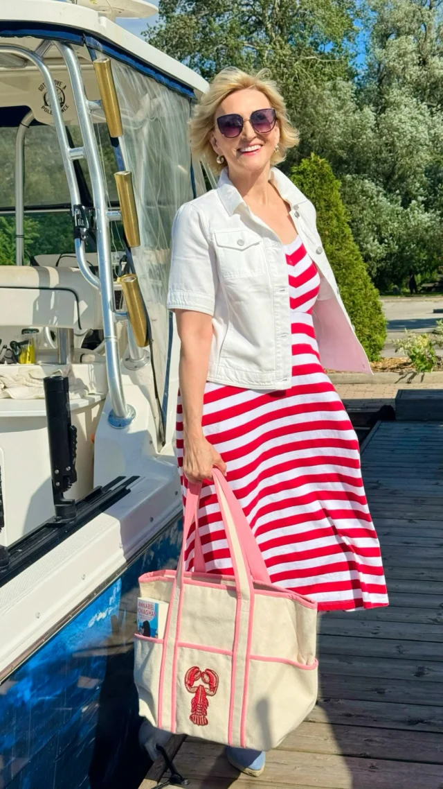 There’s just something about red, white, and a classic stripe that never goes out of style. ❤️🤍 It feels fresh, timeless, and always ready for wherever the day takes you—whether that’s lunch with friends, a stroll by the water, or simply soaking up a beautiful summer day.☀️

I love how this little white jacket adds just the right amount of polish without taking away from the fun of the dress. And can we talk about this adorable tote? It’s the perfect finishing touch!🤗

Debs style tip: A white denim jacket is one of the hardest-working pieces in your wardrobe. Throw it over dresses, linen separates, or even a simple tee and jeans for an instant, pulled-together look.😘
This fun summer look is from @talbotsofficial 

🛍️Comment SHOP below to receive a DM with the link to this post on my LTK ⬇ https://liketk.it/6haBM 

#talbots #talbotsofficial #over50style #over50andfabulous #over50women