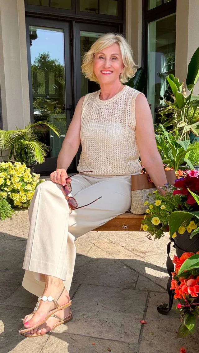 You know how to shine this summer? ✨I’ve put a touch of summer sparkle in my wardrobe with this gorgeous cream outfit from @lyssenewyork 

Look closely and you will see my elegant knit shell has tiny, subtle sequins that give it a sunkissed glow. I love it with the fabulous pintuck jeans that are so soft I can’t believe they are denim. You can’t go wrong with this stunning monochromatic look to look chic this summer.☀️

🛍️Comment SHOP and I’ll send you a DM with a link to shop. 

#lyssenewyork #ad #over50style #over50andfabulous #over50women