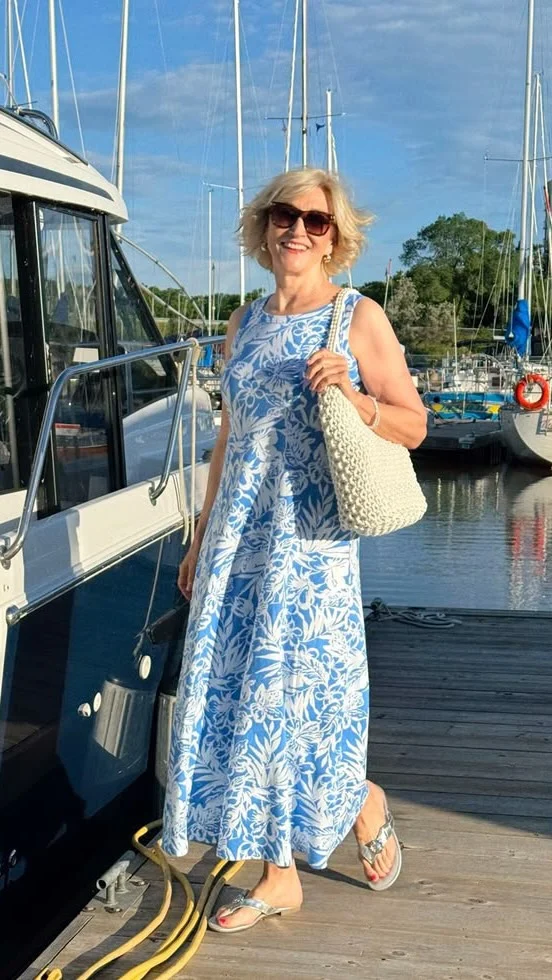 I couldn’t resist this super soft blue-and-white summer maxi dress from @talbotsofficial I added this nautical woven bag and chic silver sandals, and now I’ve got an easy outfit that works for everything from sightseeing to sunset cocktails.🍹 ☀️

🛍️Comment SHOP below to receive a DM with the link to this post on my LTK ⬇ https://liketk.it/6gDGg

#talbots #talbotsofficial #over50style #over50andfabulous #over50women