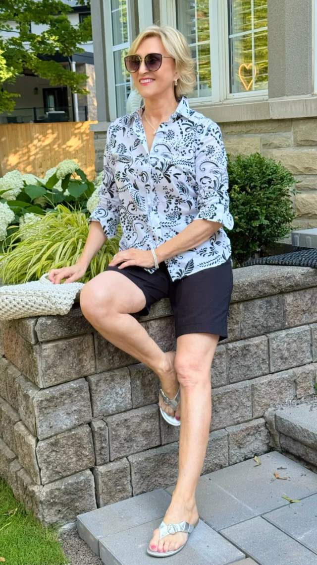 I love how the black pattern on this white 3/4 sleeve shirt from @talbotsofficial adds just enough interest, while the black shorts keep the look classic and effortless. Finished with silver sandals for a little shine, it’s the kind of outfit I know I’ll be reaching for on repeat.

Perfect for everything from a casual lunch to a day of shopping. ✨

🛍️Comment SHOP below to receive a DM with the link to this post on my LTK ⬇ https://liketk.it/6iy3q 

#talbots #talbotsofficial #over50style #over50andfabulous #over50women